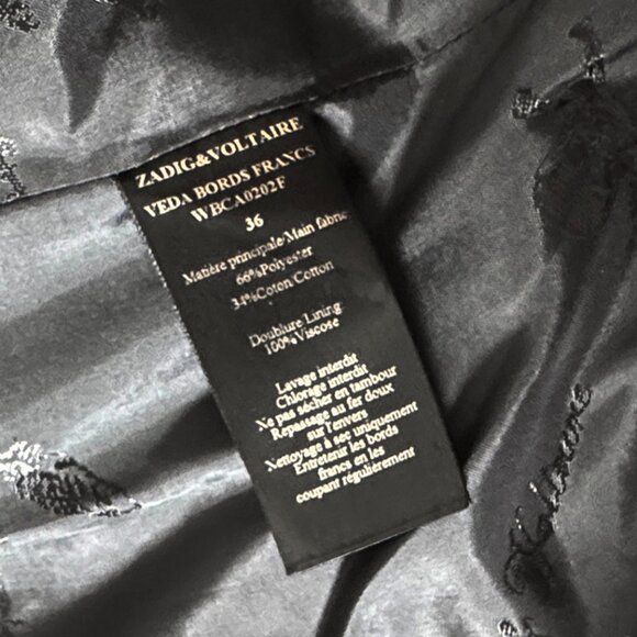 ZADIG & VOLTAIRE VIRGIN BF RAW EDGE BLACK BLAZER WOMEN’S 36/SIZE 2- 4 - Picture 6 of 7